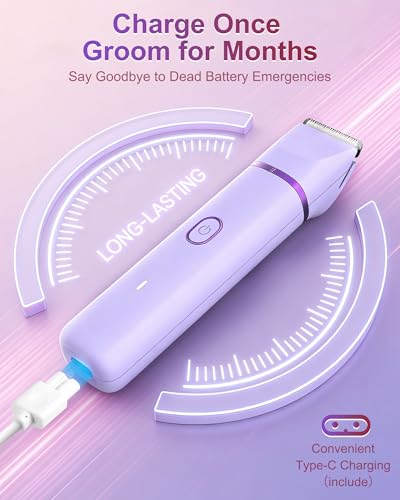 Women's Bikini Trimmer 2-in-1 Waterproof Body Shaver with Narrow & Wide Blades - Lavender