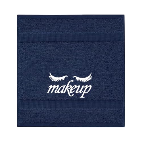 Makeup Remover Washcloth Set of 6 Navy Blue 13x13 Inches - Turkish Cotton