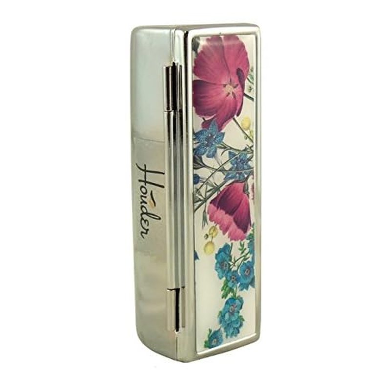 Houder Designer Lipstick Case with Mirror for Purse - Decorative Lipstick Holder with Gift Box - Velvet Lined - Protect Your Lipsticks in Style (Violets)