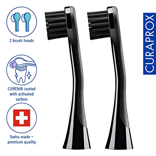 Black Hydrosonic Sensitive Brush Heads for Electric Toothbrush, Pack of 2 - Swiss Made