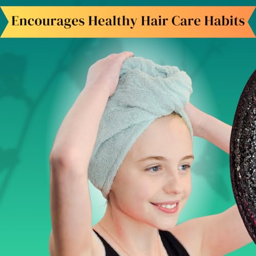 Kids Hair Towel Wrap Set - Small Bamboo Viscose Hair Drying Wrap with Seashell Pink & Seafoam Blue