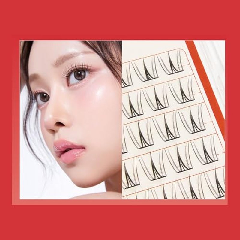 CORINGCO Toktok Hara Light Self Adhesive False Eyelashes, Natural Look, No Glue Needed, Assorted Set of 9/10/11mm, Reusable Lash Clusters Kbeauty (cherry coke light)