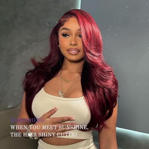 #99j Dark Burgundy Body Wave Hair Bundles - 10 Inch, 12A Virgin Brazilian Remy, Double Weft, Red Wine Color, MOMOSHERO