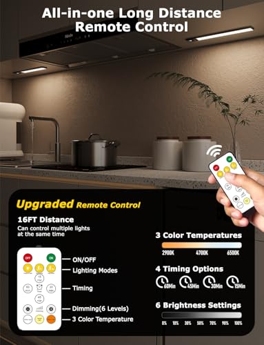 Wireless Under Cabinet Lighting 12 Inch Black 6 Pack with Remote & Motion Sensor Variation of Black 12inch / 6pack