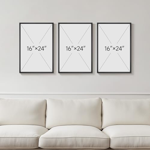 Boho Mid-Century Colorful Abstract Wall Art Set - 16x24 Inches, 3 Panels