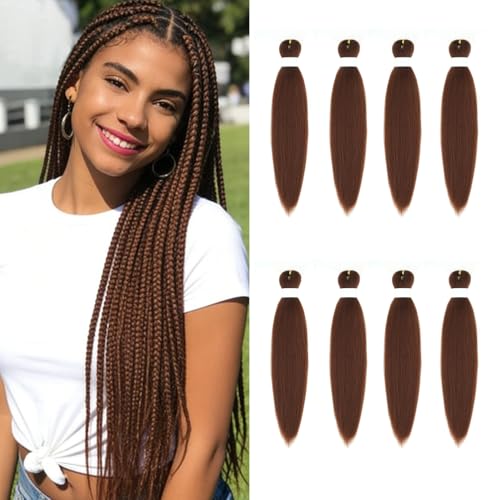 Pre-Stretched Braiding Hair Extensions - 8 Pack Yaki Texture, 16 Inches, Itch-Free