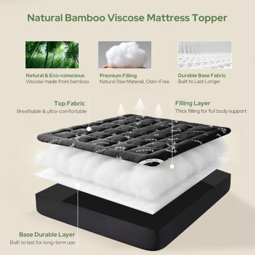California King Mattress Topper - Thick Soft Pillow Top Bed Cover - Dark Gray, 2 Pack