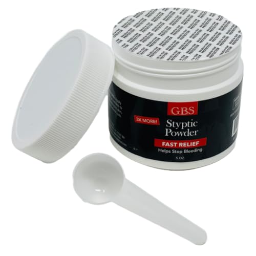 G.B.S Styptic Powder with Sealed Top & Scoop - Quick Bleeding Stop for Minor Cuts & Nosebleeds (3) - 5oz