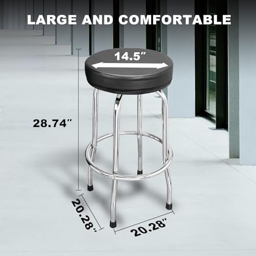 Swivel Bar Stool with Padded Seat and Chrome Legs for Garage, Shop or Home