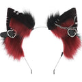 Black-Red Punk Gothic Cat Ear Headband Faux Fur Animal Cosplay Halloween Christmas
