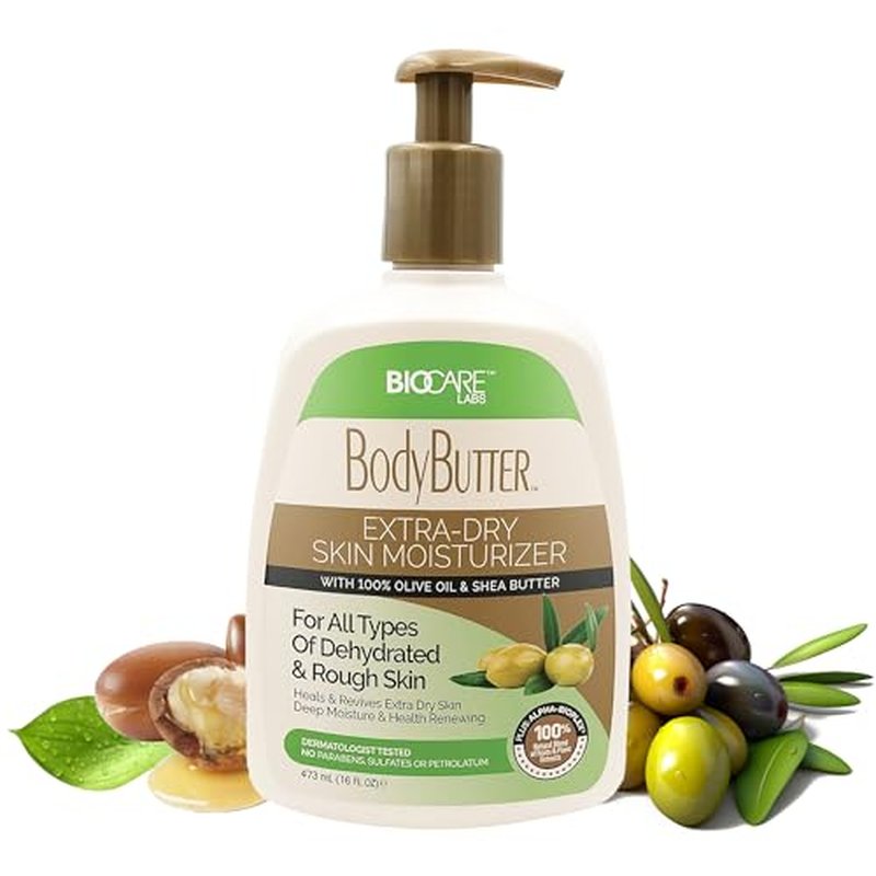 Biocare Labs Moisturizing Body Butter - Body Cream With Natural Shea Butter, Olive Oil, and Vitamin E - Instantly Penetrates and Deeply Renews Skin - Lotion Designed For Dry Skin- 16 OZ