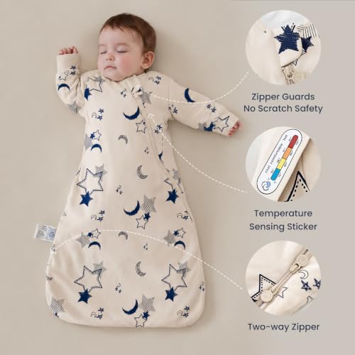 Kaiya Baby Organic Cotton Sleep Sack for 18-36 Months - Moonlit Design, 2.5 TOG