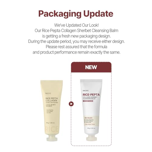 NACIFIC Rice Pepta Collagen Sherbet Cleansing Balm 2.82oz. 80g Makeup Remover Korean Skincare Deep Face Cleanser Pore Purifying Non greasy