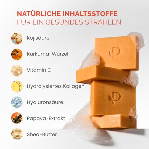PLANTIFIQUE Kojic Acid Soap for Hyperpigmentation - Turmeric Soap 2 Bars & Kojic Acid and Turmeric Cleansing Pads 60