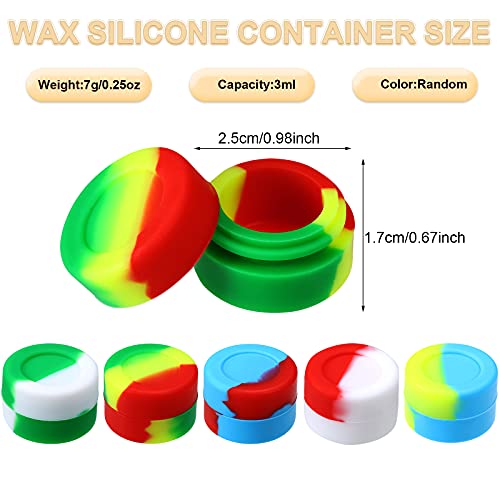 100 Pcs 3ml Silicone Wax Containers - Colored, Leakproof Storage Set with Lids