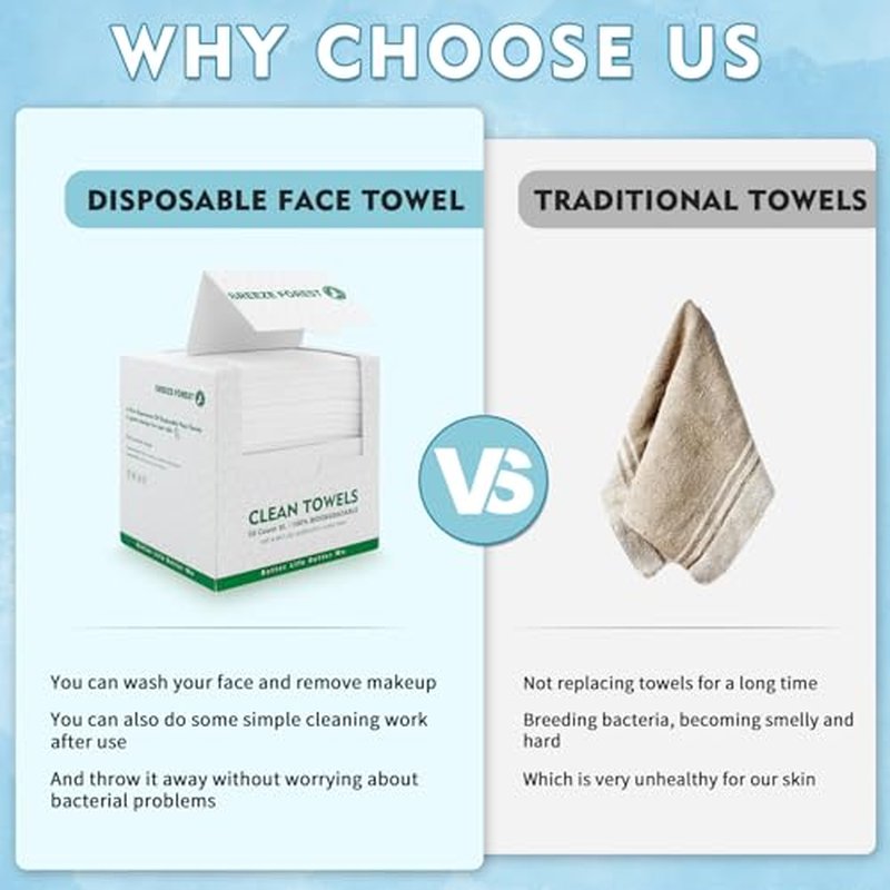 Disposable Face Towel XL, 100 Pcs Ultra Soft Biodegradable Facial Wipes, 9.8" X 11" Extra Large Dry Face Tissues, Makeup Remover Clean Cloths for Sensitive Skin