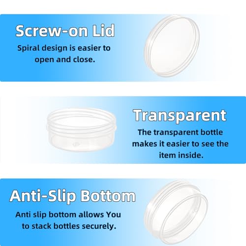 50 Pack Clear Plastic Jars with Lids - 2 Oz Small Storage Containers
