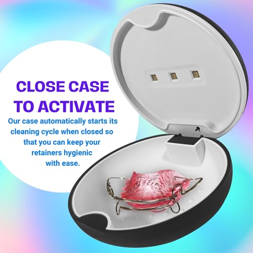 UV Sanitizer Retainer Case Black - Rechargeable Mouth Guard & Dental Braces Storage