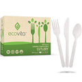 Ecovita Ivory White Compostable Disposable Utensil Set - 380 Large Eco-Friendly Cutlery (7 in.)