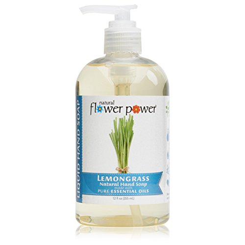 Natural Flower Power Liquid Hand Soap - Lemongrass, Plant-Based, Sulfate-Free, 3 x 12 oz