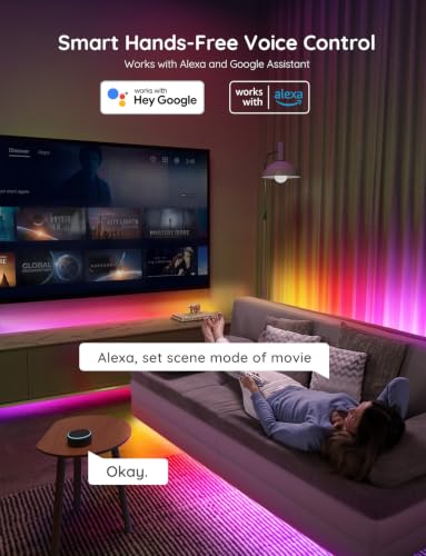 Govee 65.6ft RGBIC LED Strip Lights - Smart WiFi Color Changing Lighting, Alexa & Google Compatible