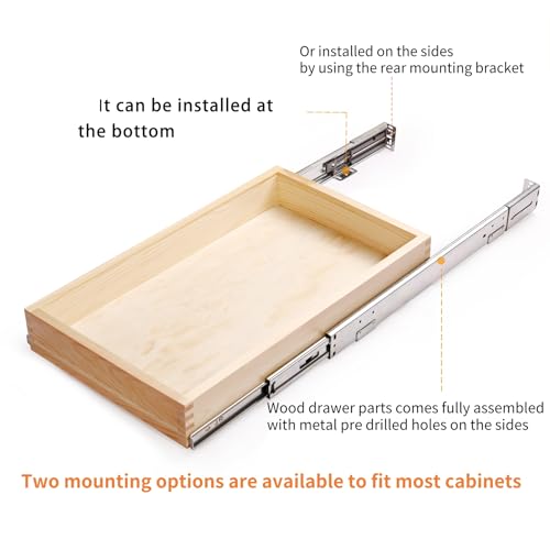 32 Inch Pull Out Kitchen Drawer Organizer - Soft Close Wood Slider