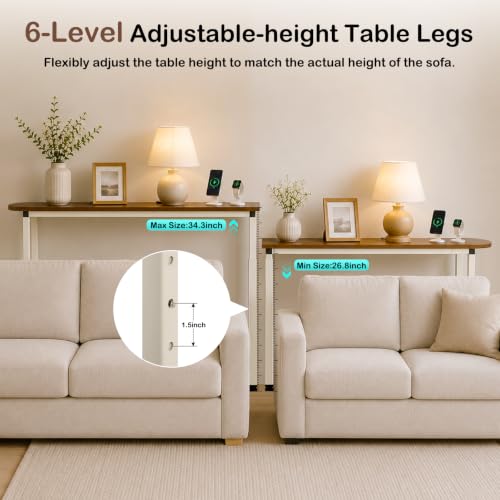 78.8 Inch Adjustable Narrow Console Table for Behind Couch, Entryway & More