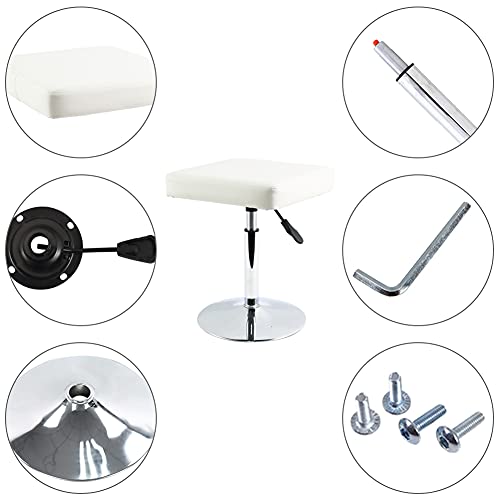 White Adjustable Salon Stool - Height-Adjustable Vanity & Barber Chair, Swivel, Small