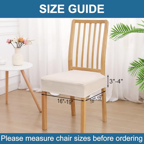 Smiry Waterproof Beige Dining Chair Seat Covers Set of 8