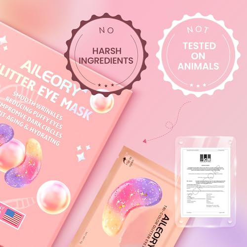 Tri-Color Glitter Under Eye Patches (48 Pairs) for Dark Circles & Puffiness - Nourishing Collagen & Hyaluronic Acid