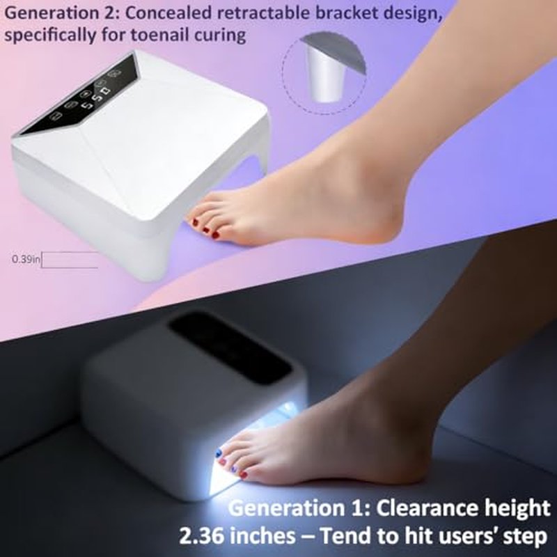 78W UV LED Nail Lamp for Gel Nails, Professional Plug-in Nail Dryer with Adjustable Telescopic Stand for Hands & Feet, 39 LED Beads, 30/60/99/180s Timer, Removable Base for Salon & Home