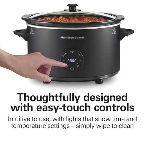 6 Quart Programmable Slow Cooker with Defrost Function - Black