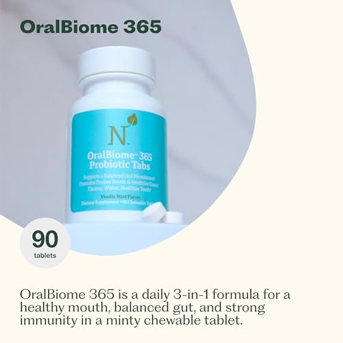 OralBiome 365 3-in-1 Chewable Probiotics for Breath, Gut & Immune Support - Vanilla Mint, 90 Servings