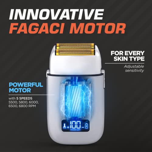 Fagaci Cordless Foil Shaver for Men - Silver, 5 Speed Ultra Close Razor