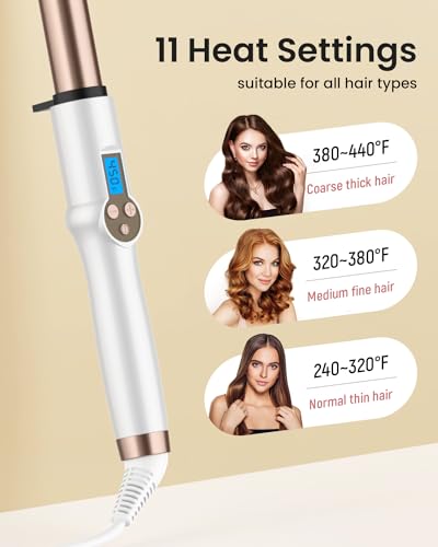 Hoson 1 Inch Extra Long Ceramic Curling Wand for Long Hair No Clamp - Fast Heating