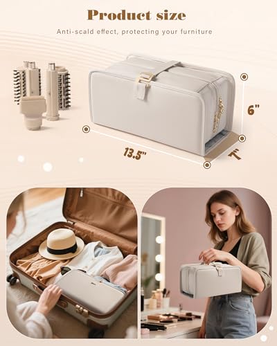 Marscamd Travel Hair Tool Bag with Heat Resistant Mat - Beige