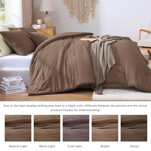 WRENSONGE King Size Comforter Set - 3 Pieces Soft Brown Bedding, 102x90 Inches