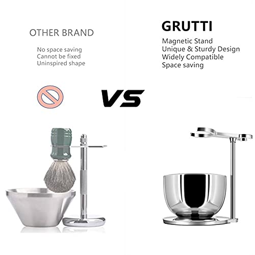 GRUTTI Shaving Organizer Stand & Bowl Set - Stainless Steel, 3-Layer, Keeps Tools Dry