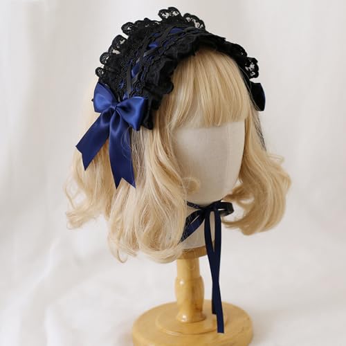 Women's Lolita Headband Black Lace Maid Hair Accessory for Cosplay & Parties - Blue Variation