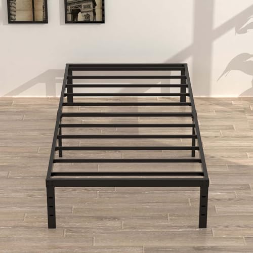 Narrow Twin Bed Frame 16 Inch Steel Support No Box Spring Needed - 30x75 Variation