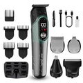 Men's 5-in-1 Waterproof Cordless Grooming Kit with Hair Clipper, Nose & Ear Trimmers