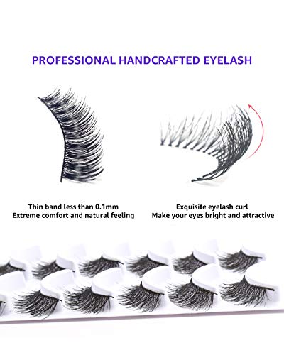 Bella Hair 60 Pairs Natural False Eyelashes with Applicator - Reusable Strip Lashes for All Eye Shapes