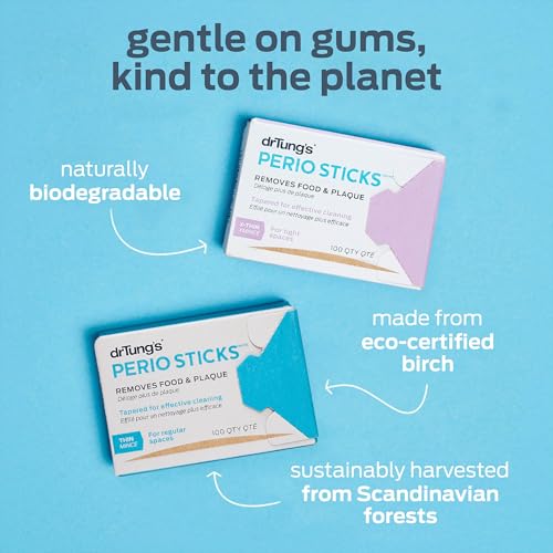 DrTung's Dental Sticks for Teeth & Gums - Thin, 100 Count Pack of 6