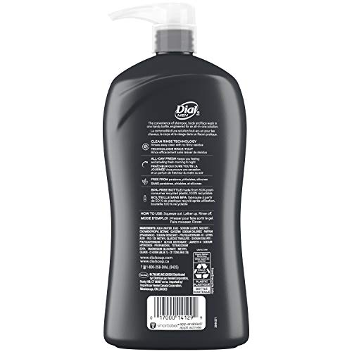 Dial Men 3 in1 Body, Hair and Face Wash, Hydro Fresh, 32 fl oz (Pack of 2)