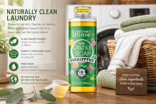 Multi-Use Liquid Castile Soap Eucalyptus 32oz 2-Pack for Body, Home & Laundry