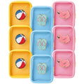 Summer Party Cosmetic Bags with Chenille Patches - Yellow Blue Pink / Cute - Waterproof & Travel Friendly