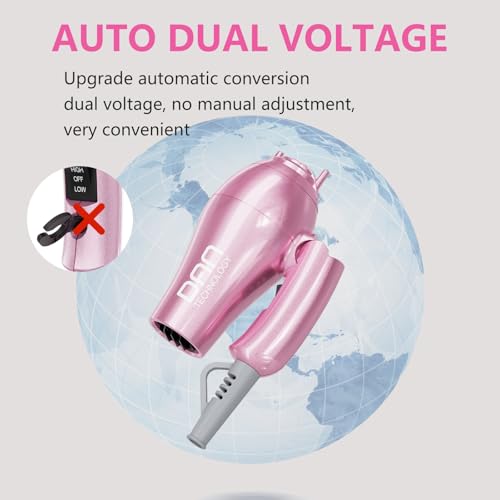 Travel Compact Folding Dual Voltage Hair Dryer with Concentrator & Diffuser - Black