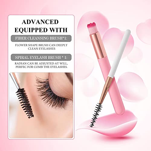 Eyelash Extension Cleanser 60ml +Mascara Wand+ Brush Eyelid Foaming Cleanser,Eyelash Wash and Lash Bath for Extensions,Paraben & Sulfate Free,Makeup Remover,Salon and Home use£¨60ml/2fl.oz£©