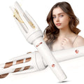 Automatic Hair Curler with 4 Temp & 3 Timer - White - Safe Rotating Wand
