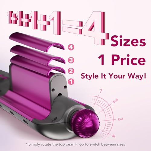 4-in-1 Hair Curler and Crimper with Adjustable Sizes & Ionic Coating